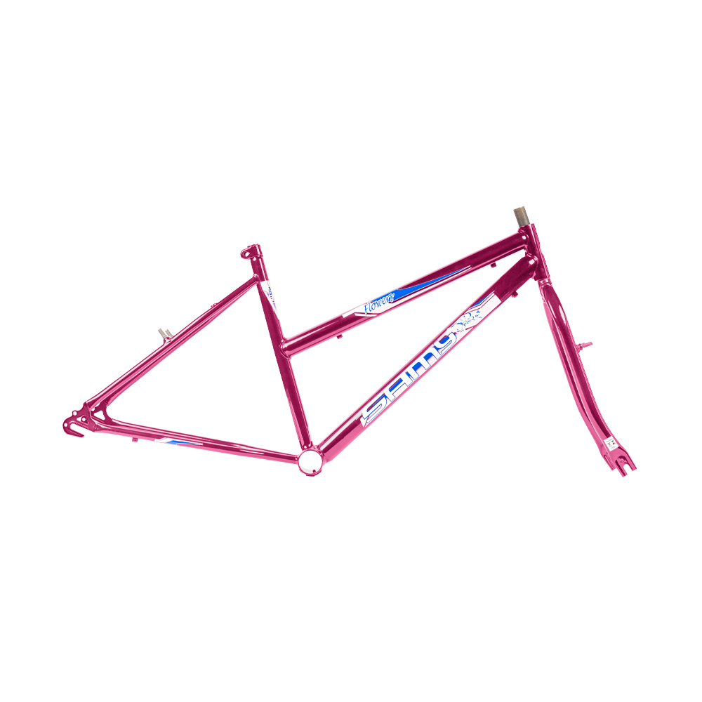 Quadro 24 mtb feminino flowers pink com garfo