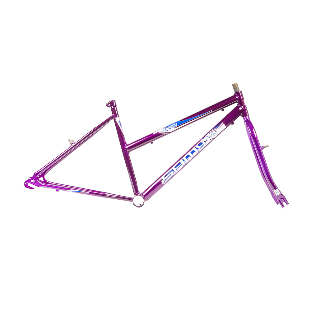 Quadro 26 mtb feminino flowers violeta com garfo