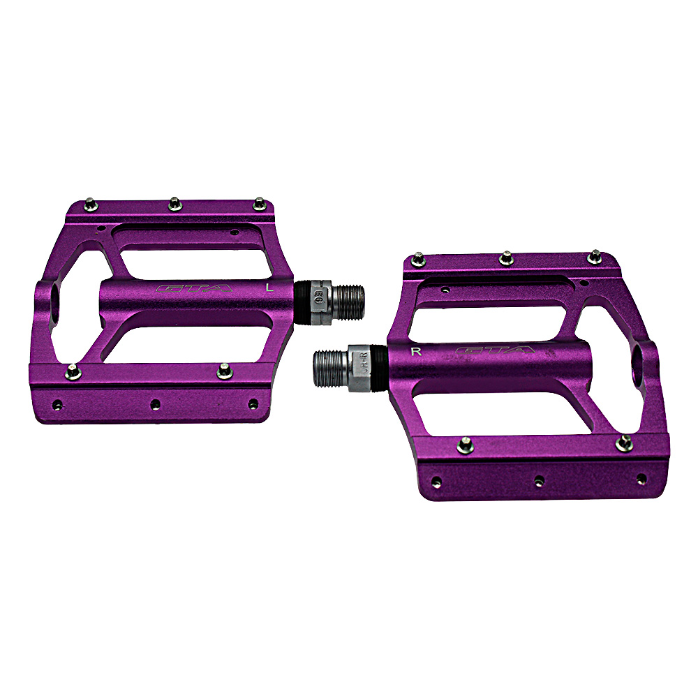 Pedal 9/16 plataforma alumínio roxo com eixo em cromoly com rolamentos selados e pinos removíveis