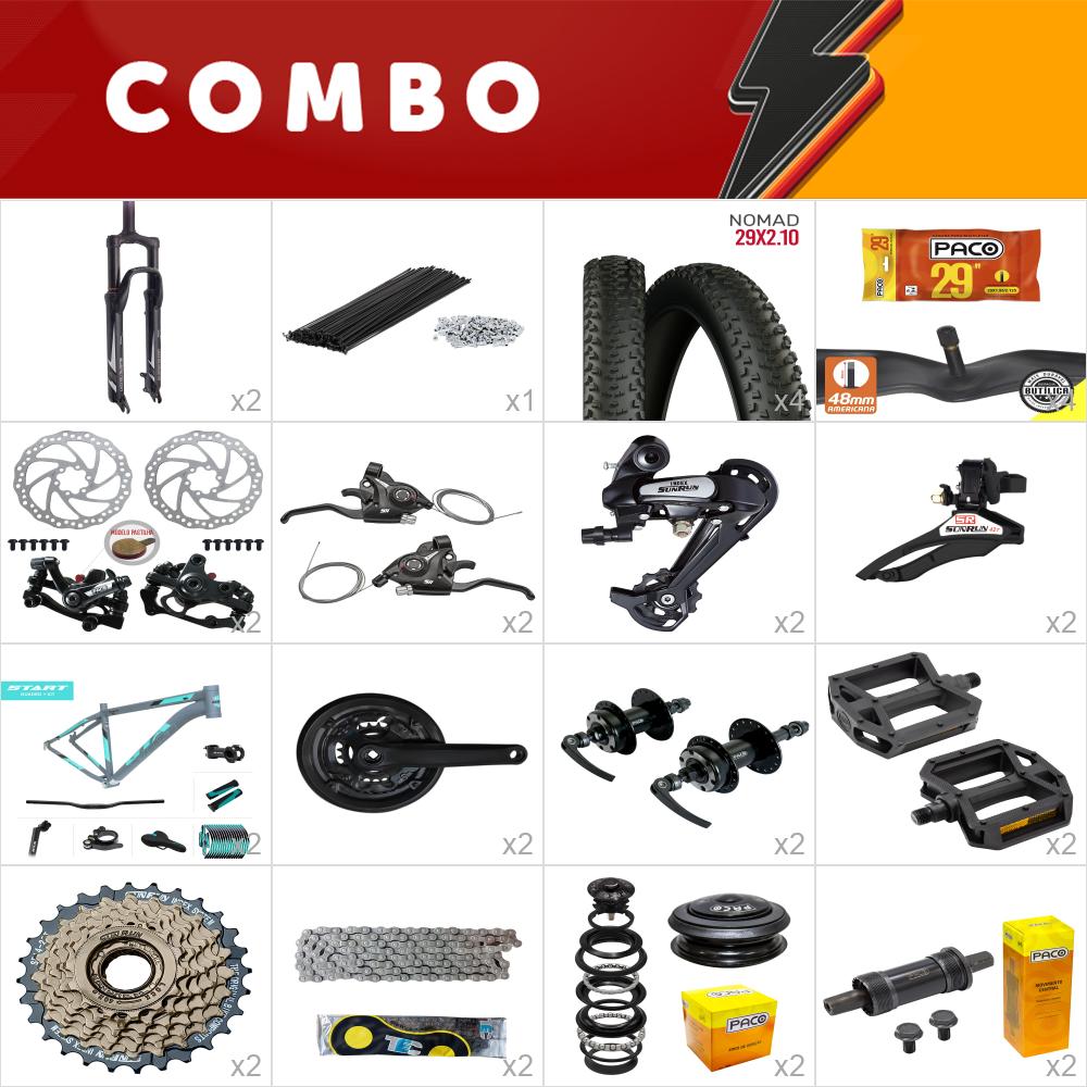 2x kit bike start 29 21 cinza/ acqua 21v sunrun freio mecânico - confira os itens