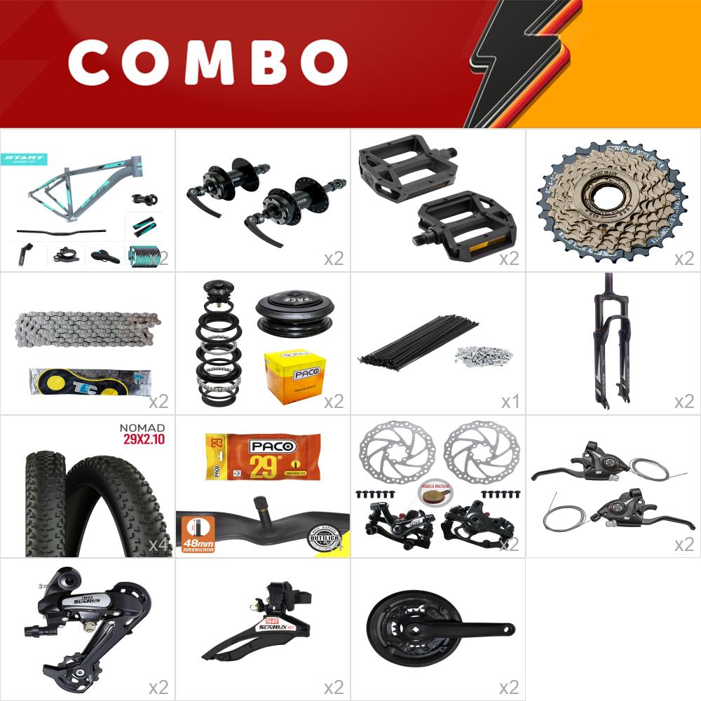 2x kit bike start 29 17 cinza/ acqua 21v sunrun freio mecânico - confira os itens