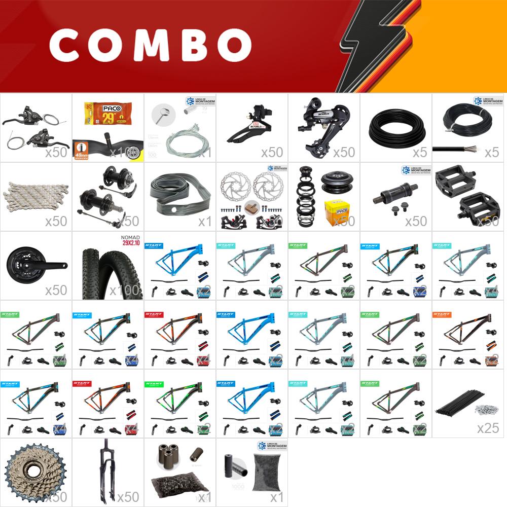  black - 50x kit bike start 29 - tamanhos e cores sortidas - 21v sunrun - freio mecânico - confira os itens