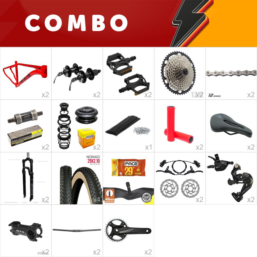 2x kit bike insane 19 - vermelho - 12v - freio hidráulico (sem aro, canote, abraçadeira) confira os itens