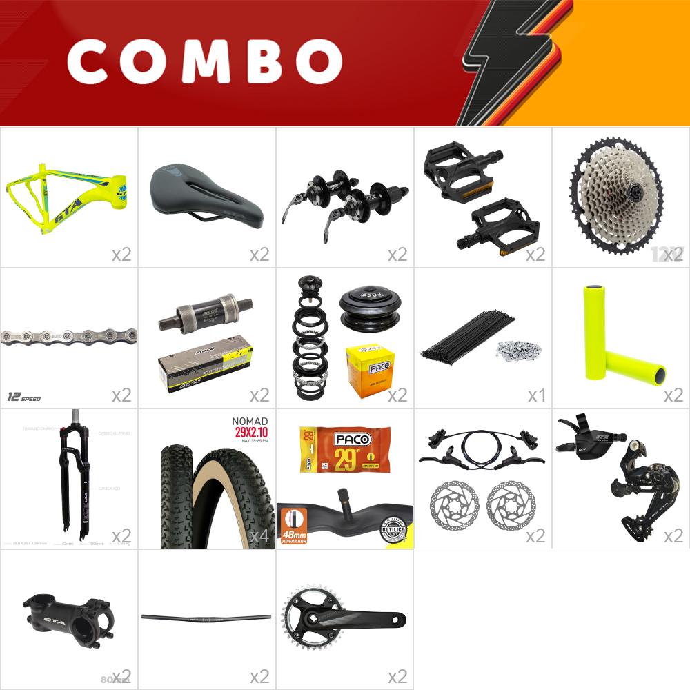 2x kit bike insane 19 - amarelo - 12v - freio hidráulico (sem aro, canote, abraçadeira) confira os itens