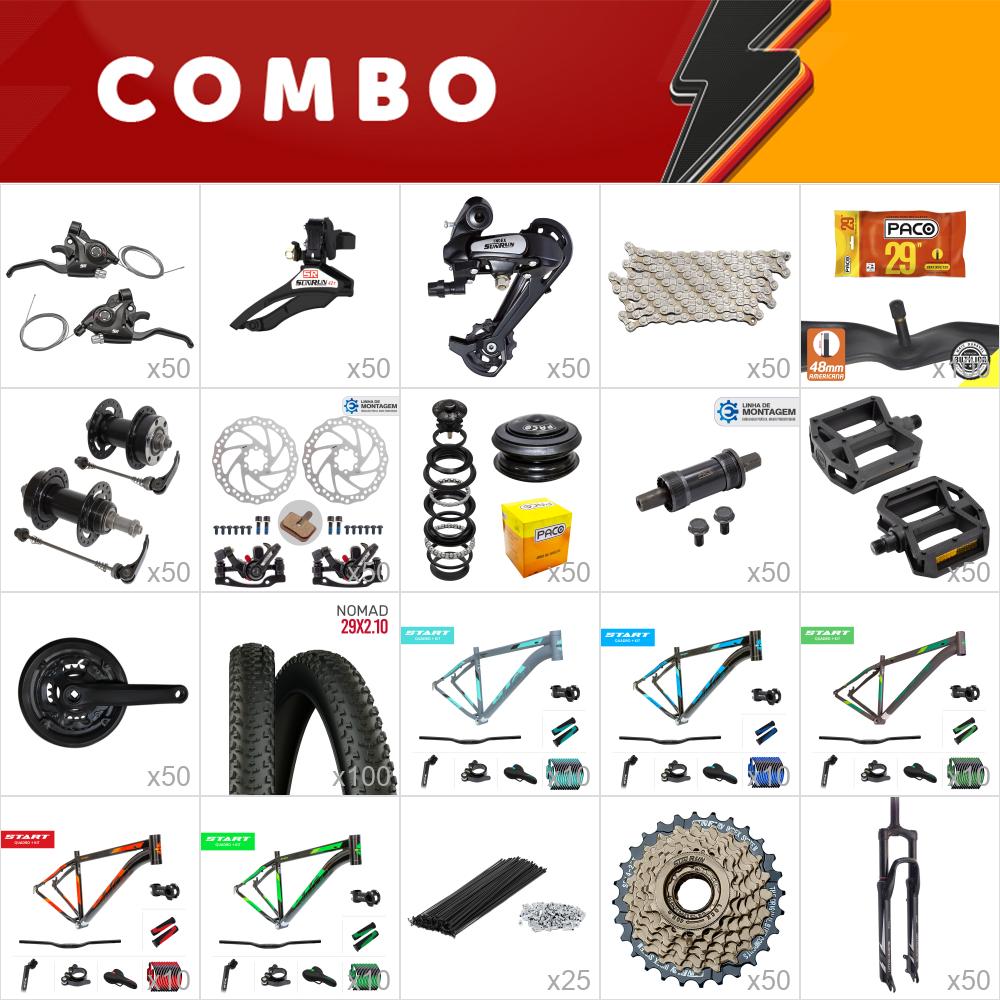  black - 50x kit bike start 29 - tamanhos e cores sortidas - 21v sunrun - freio mecânico - sem cabos, conduites, terminais e aros - confira os itens