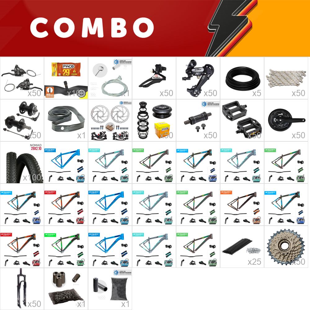  black - 50x kit bike start 29 - tamanhos e cores sortidas - 21v sunrun - freio mecânico - s/ cond linear confira os itens