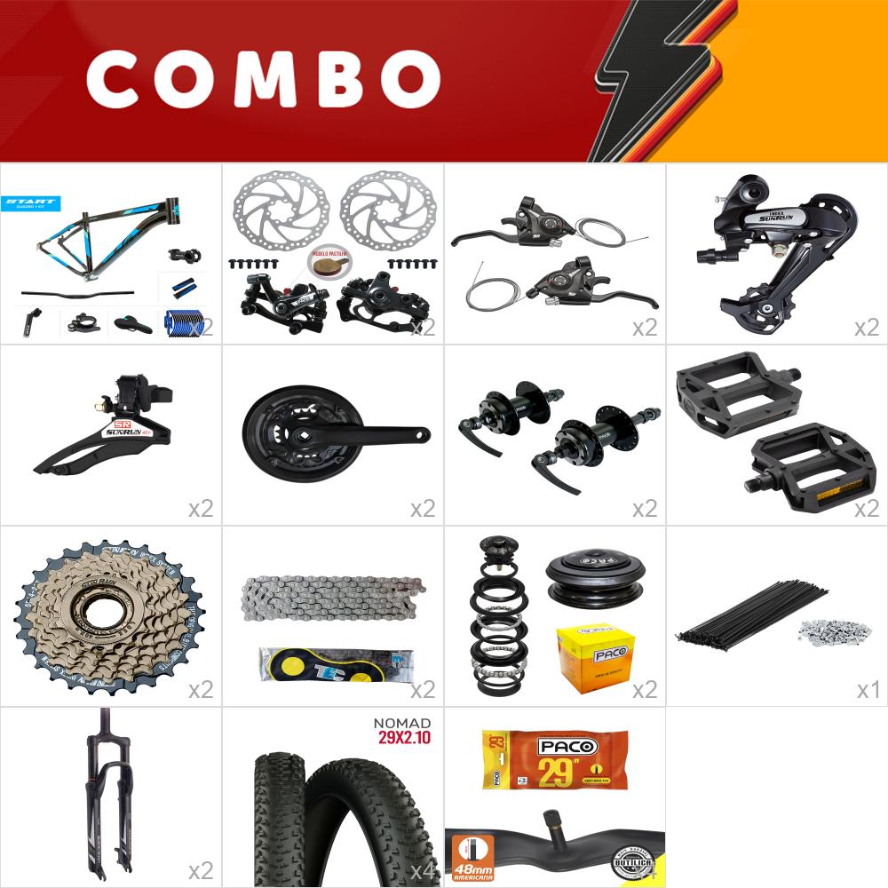 2x kit bike start 29 17 preto/ azul 21v sunrun freio mecânico - confira os itens