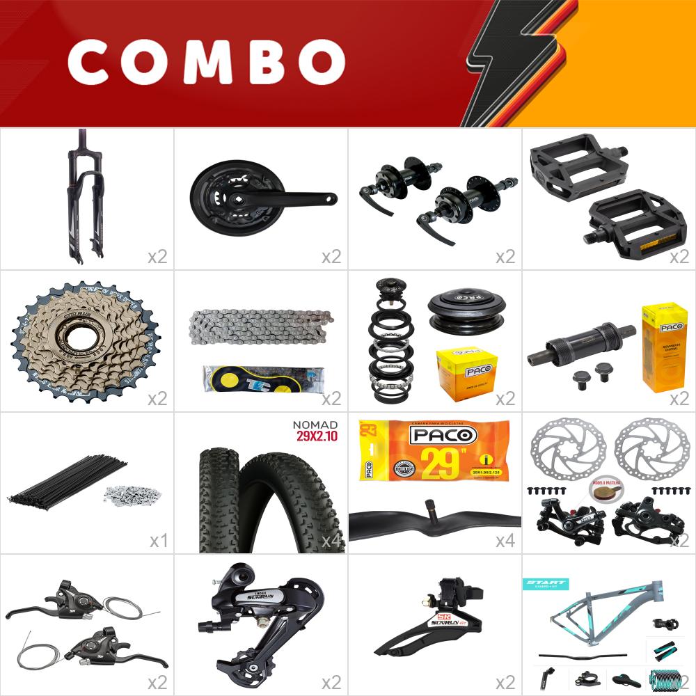 2x kit bike start 29 21 cinza/ acqua 21v sunrun freio mecânico - confira os itens