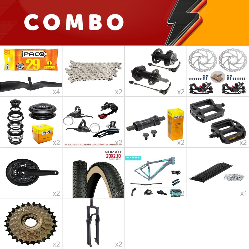 2x kit bike start - 15.5 - cinza/ acqua - 21v com freio mecânico - confira os itens