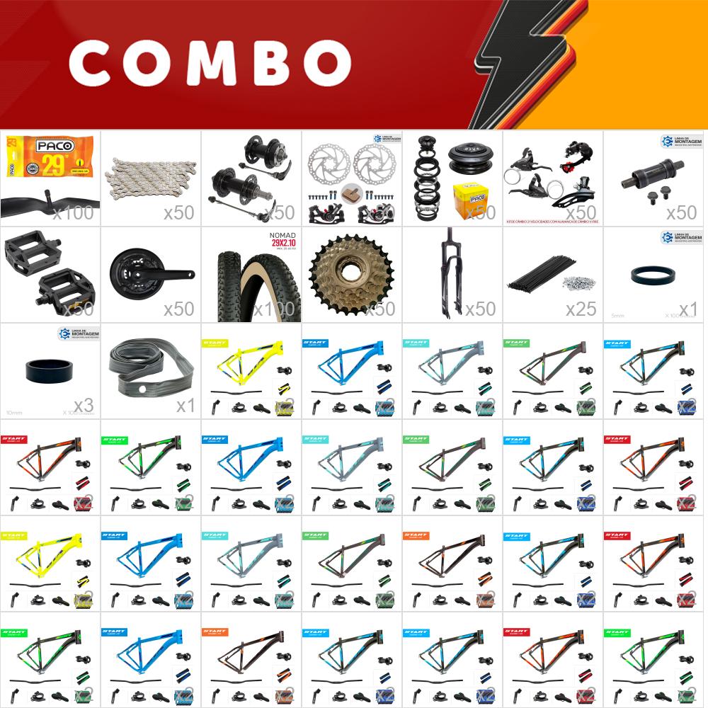 50x kit bike start 29 - tamanhos e cores sortidas - 21v com freio mecânico - confira os itens