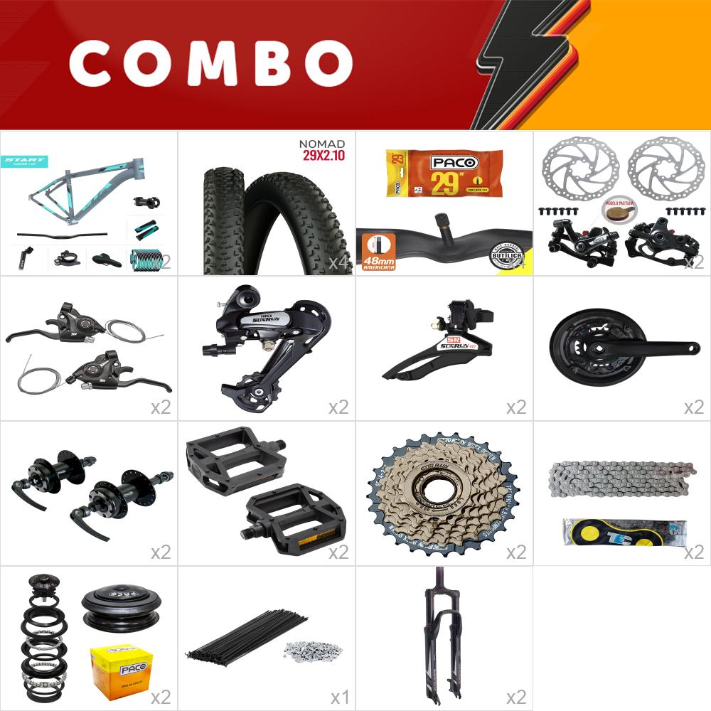 2x kit bike start 29 17 cinza/ acqua 21v sunrun freio mecânico - confira os itens