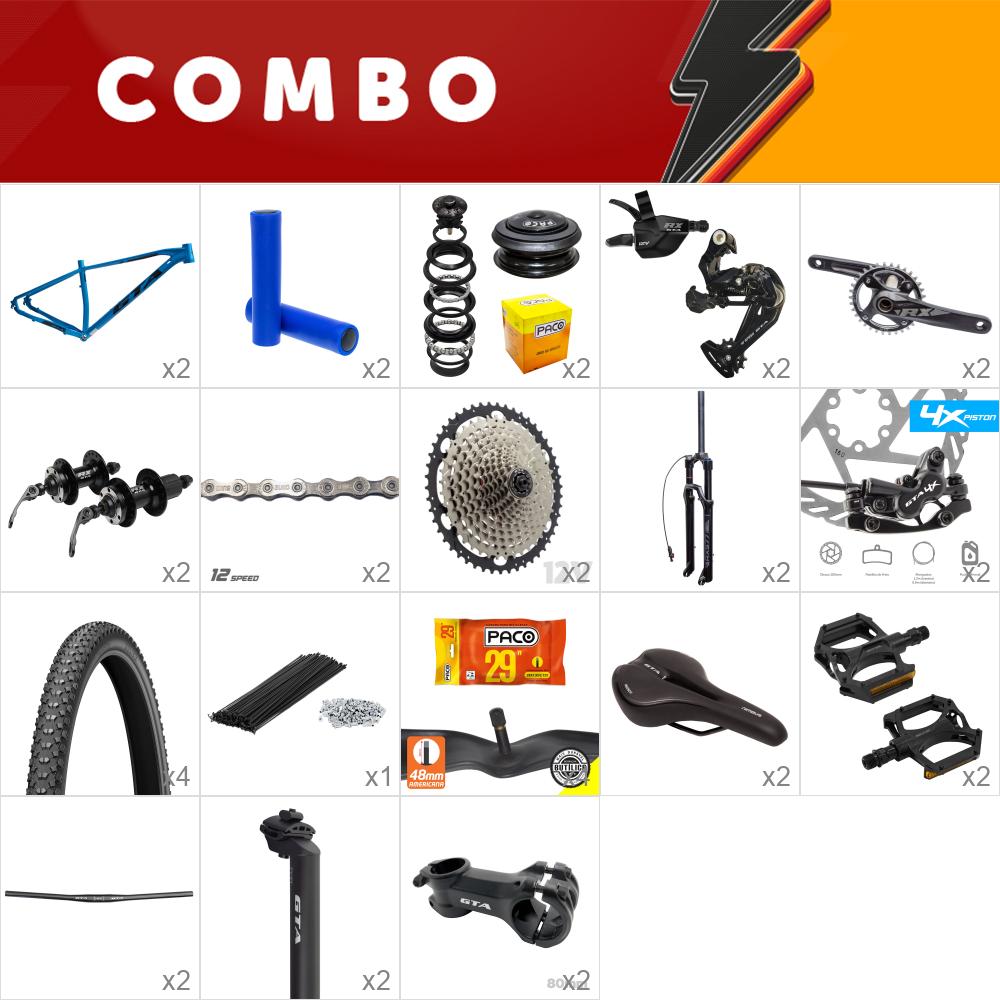 2x kit para montagem quadro climb 29 17 azul 1x12 gta freio hidráulico - confira os itens