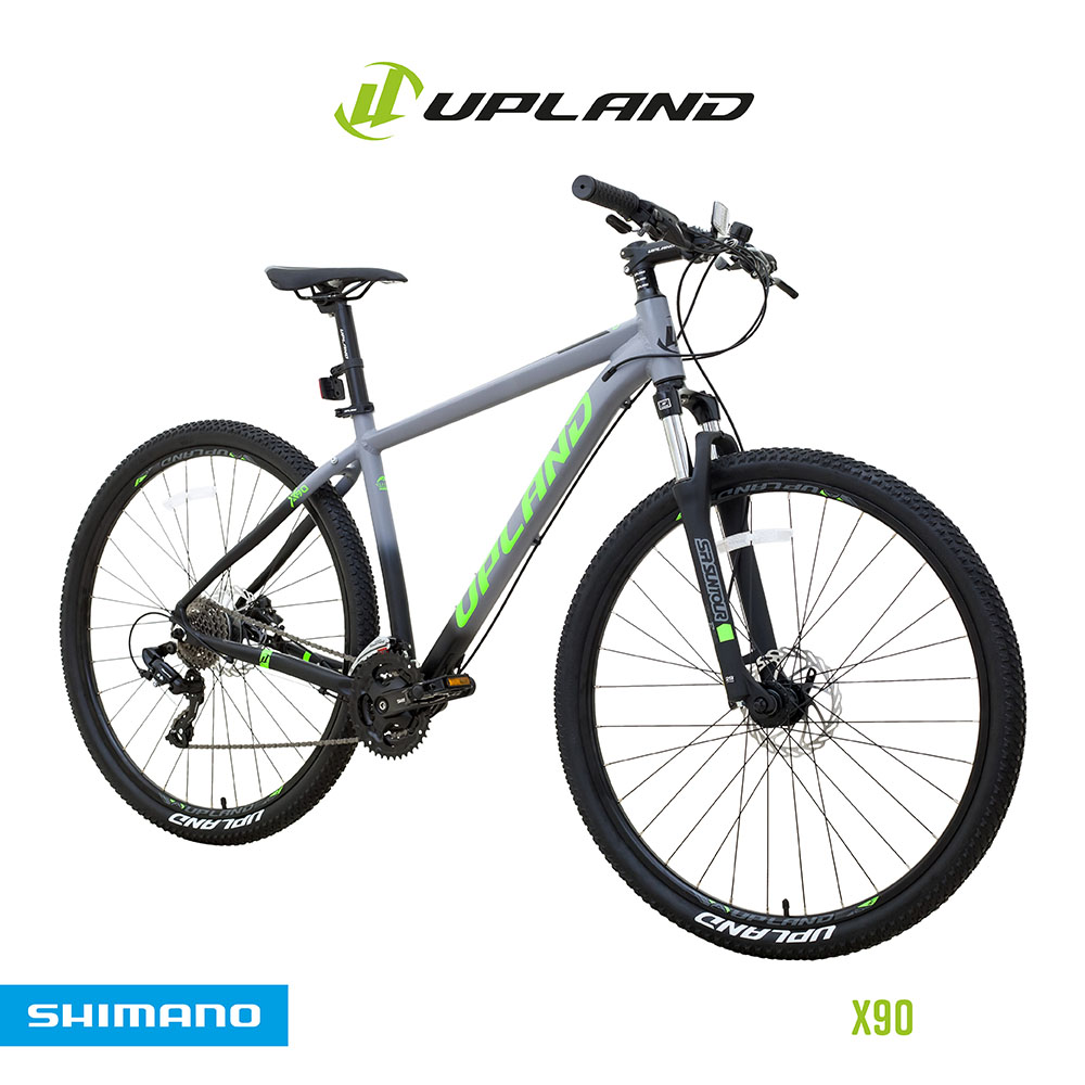 Bicicleta upland x90 29 alumínio tamanho 17,5 cinza/verde 24v freio hidraulico tourney+ef505