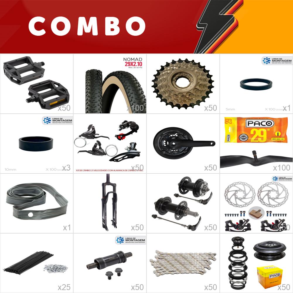 50x kit bike 29 - sem quadro - 21v com freio mecânico - confira os itens