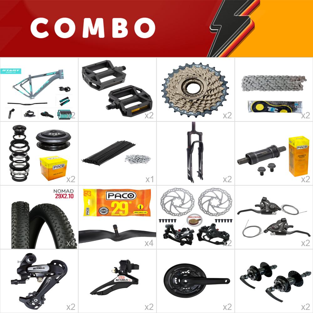 2x kit bike start 29 17 cinza/ acqua 21v sunrun freio mecânico - confira os itens