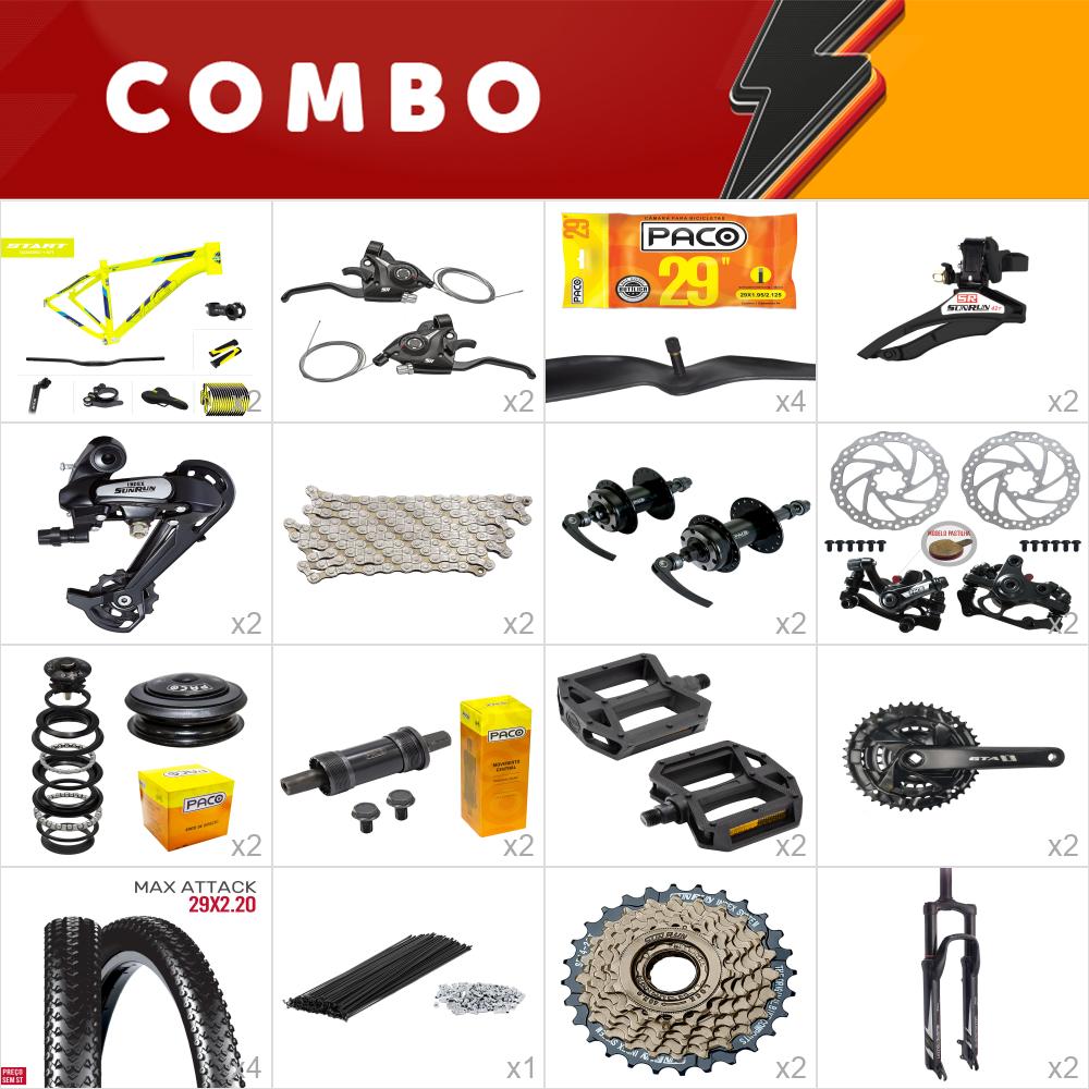 2x-kit-bike-start-2-------amarelo--azul-2-v-sunrun-freio-mec-nico--pedivela-alum---confira-os-itens